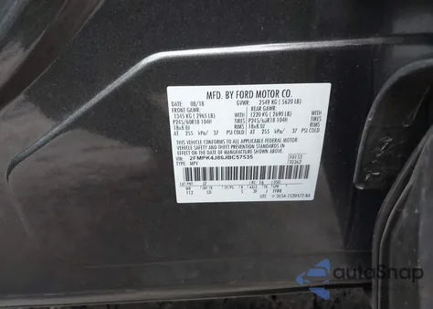 2018 Ford Edge Sel из США, поврежденный, VIN 2FMPK4J86JBC57535